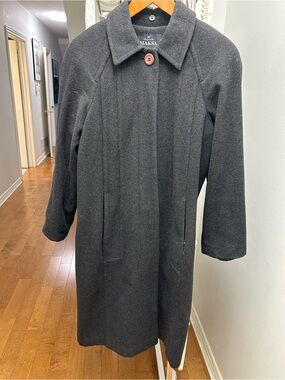 Vintage Women's Dark Grey Wool Blend Long Coat
